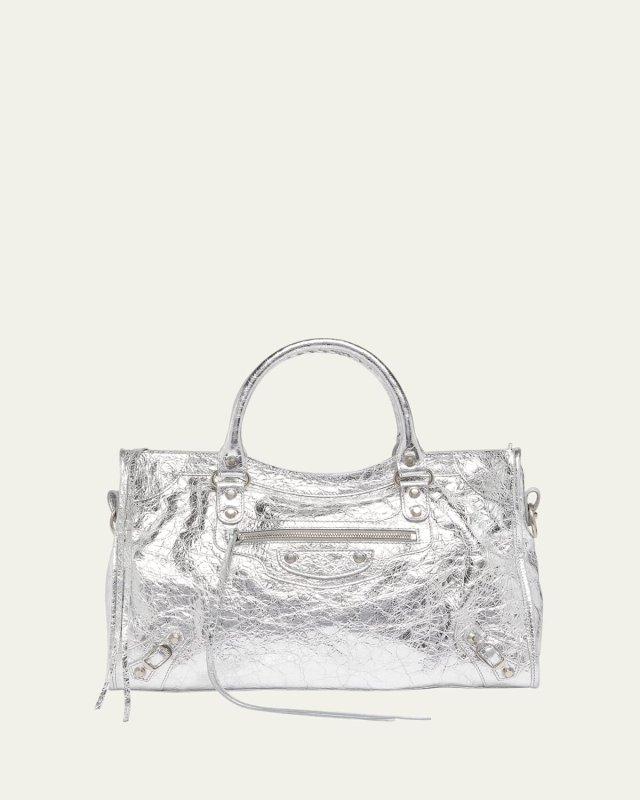 Le City Medium Metallic Leather Tote Bag